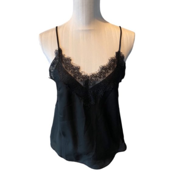 Vera & Lucy Black Cami with Lace Size M - Picture 1 of 4